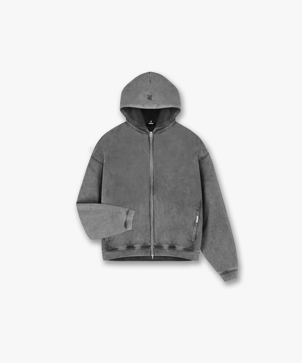 Initial Zip Hoodie - Vintage Grey