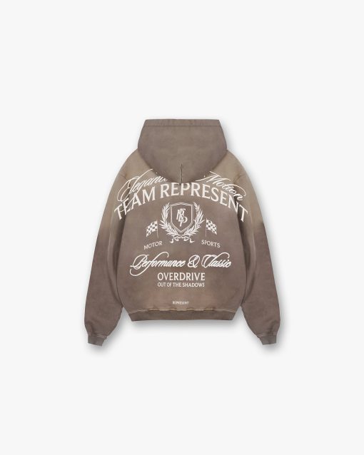 Crest Zip Up Hoodie - Dark Taupe