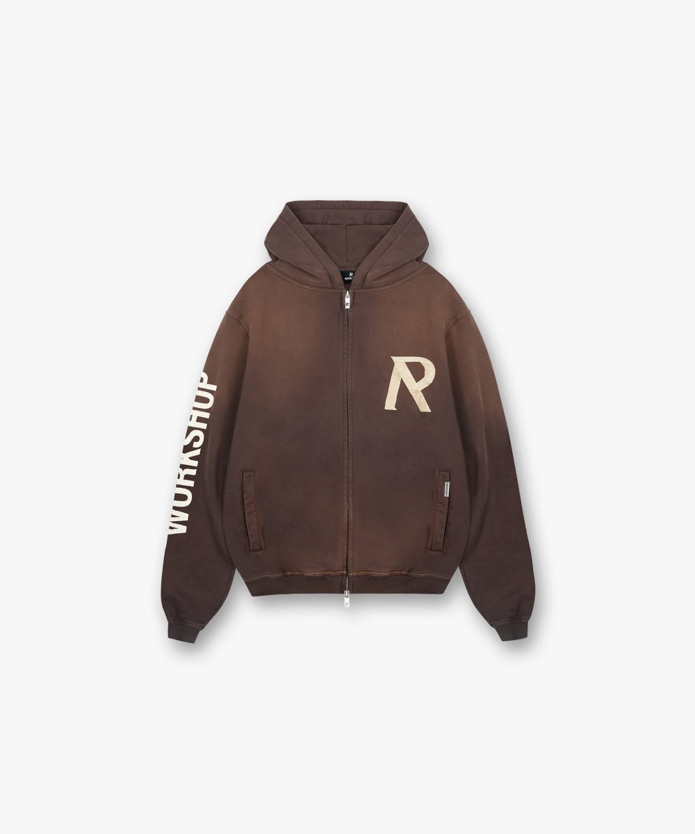 Masking Tape Initial Zip Hoodie - Cedar