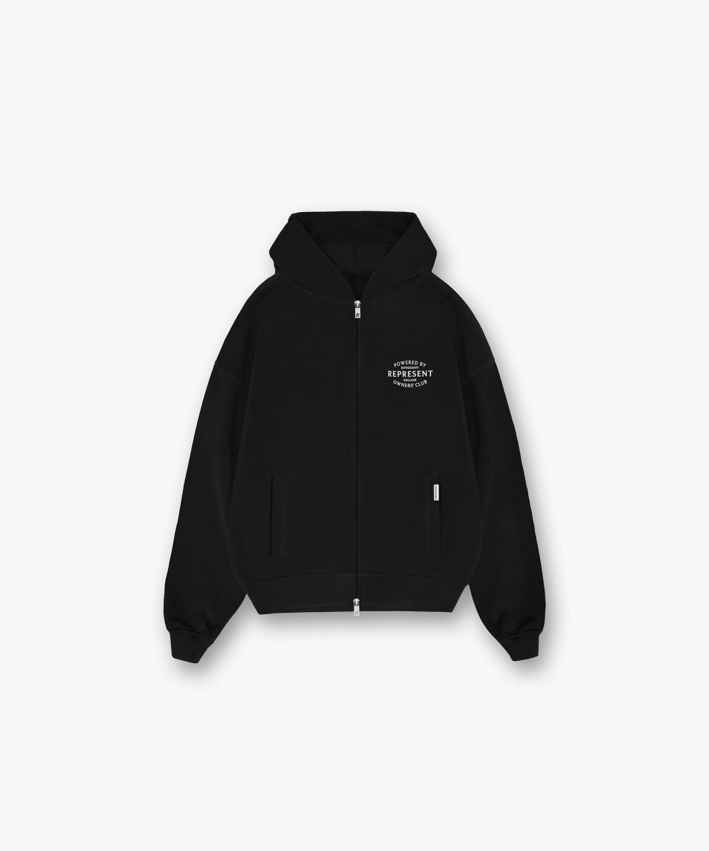 Represent Owners Club Stamp Zip Up Hoodie - Jet Black