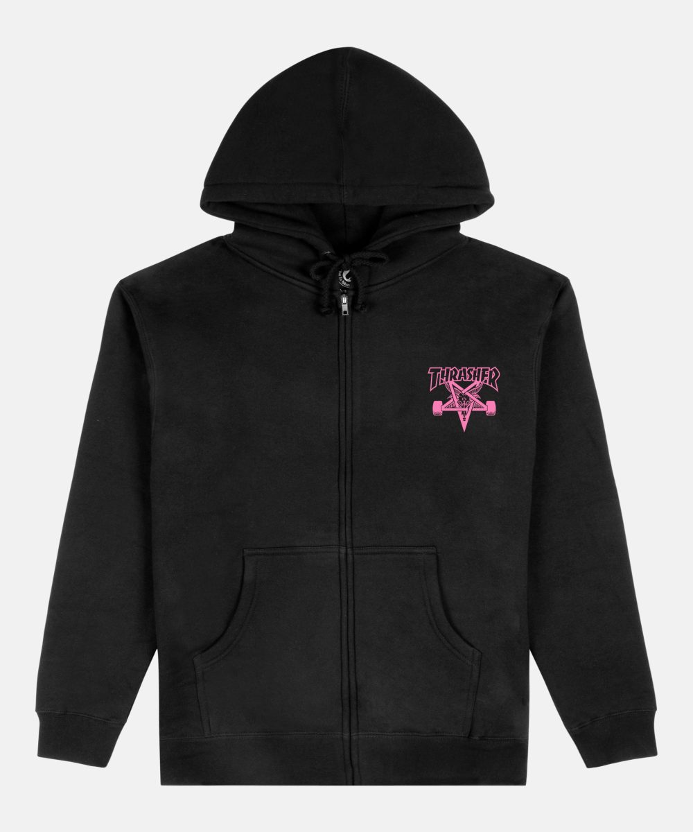 SKATEGOAT - ZIP HOODIE - BLACK/PINK