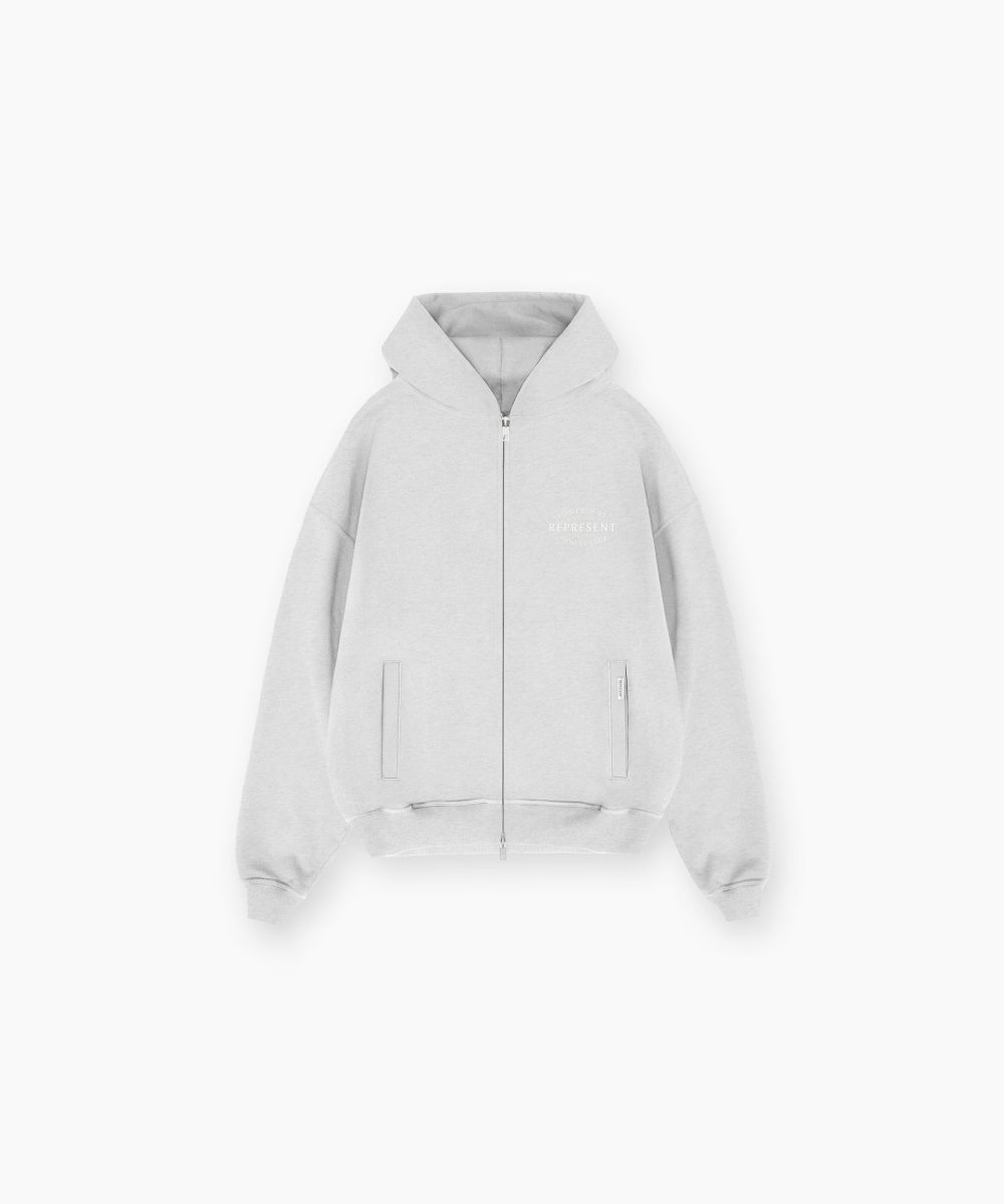 Represent Owners Club Stamp Zip Up Hoodie - Ash Grey