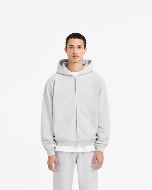 Represent Owners Club Stamp Zip Up Hoodie - Ash Grey